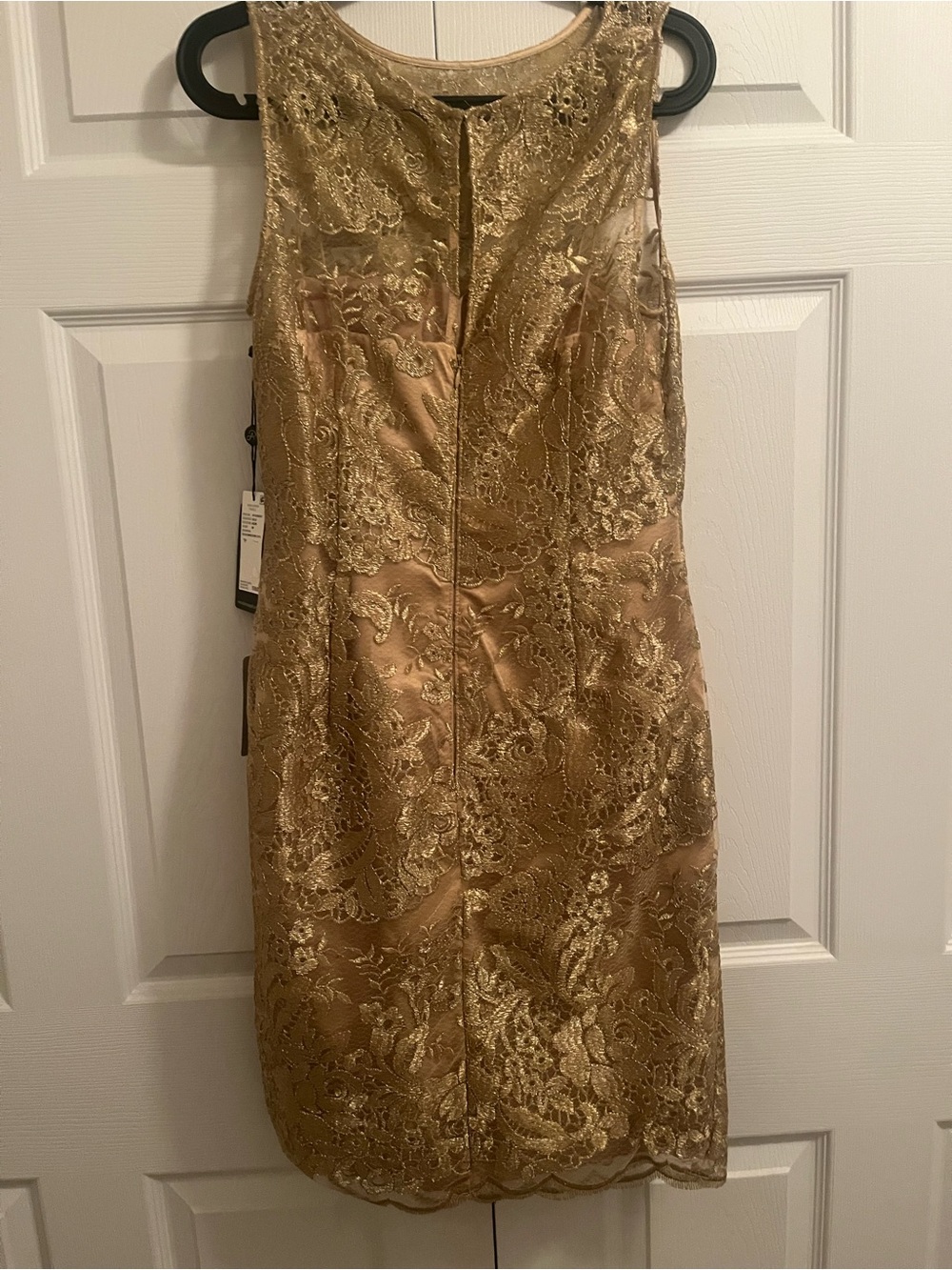 Adrianna Papell Gold Metallic Lace Sheath Dress